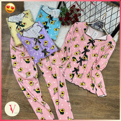 🥑💕 بيجامة أفوكادو ترند قطيفة سوفت 🥑💕